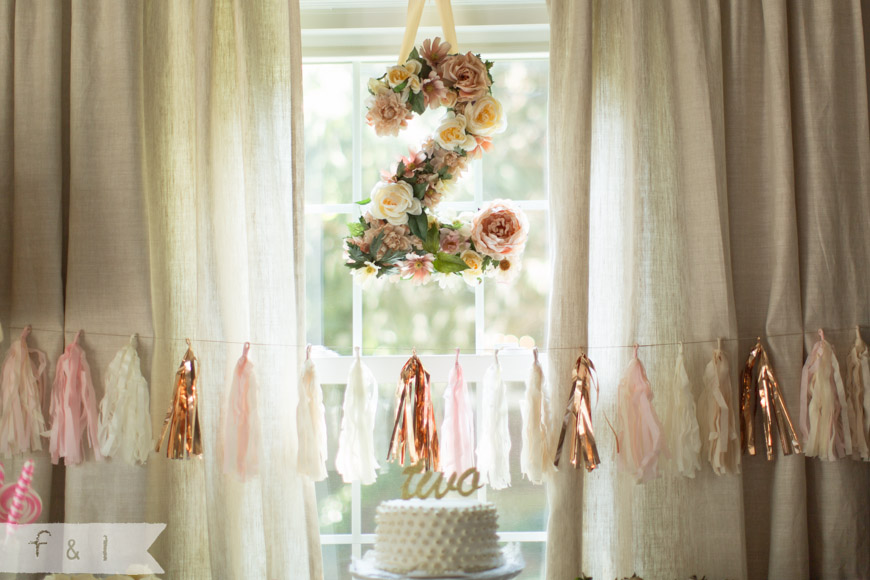 feather + light photography | Second Birthday Party | Pink + Gold | Floral Number 