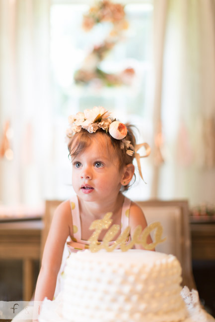 feather + light photography | Second Birthday Party | Pink + Gold | Floral Number | 2nd Birthday Party | Birthday Cake