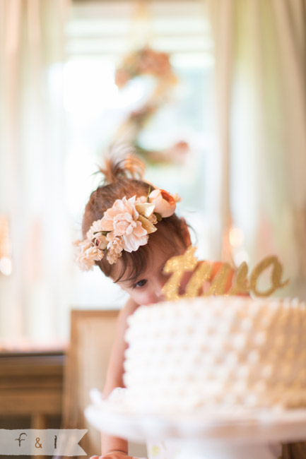 feather + light photography | Second Birthday Party | Pink + Gold | Floral Number | 2nd Birthday Party | Birthday Cake