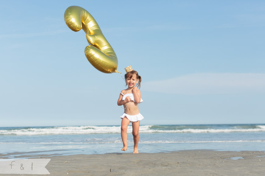 feather + light photography | stone harbor, nj | child photographer | 3rd birthday | beach birthday | white + gold beach birthday