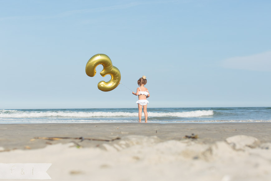 feather + light photography | stone harbor, nj | child photographer | 3rd birthday | beach birthday | white + gold beach birthday