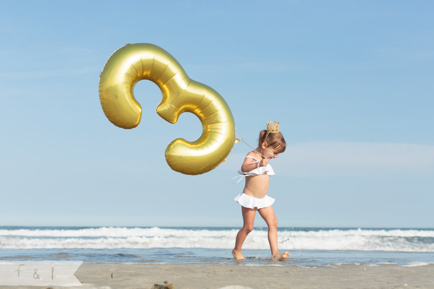 feather + light photography | stone harbor, nj | child photographer | 3rd birthday | beach birthday | white + gold beach birthday