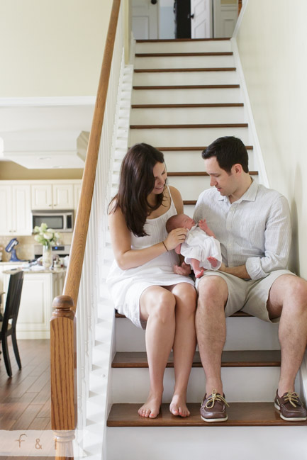 feather + light photography | main line, pa newborn photographer | west chester, pa lifestyle photographer | staircase newborn photography