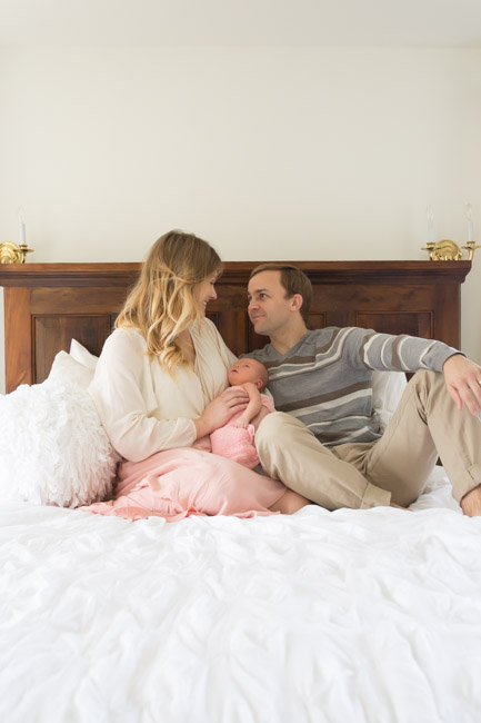 feather + light photography | wayne, pa newborn photographer | lifestyle photography | newborn baby girl | pink + white