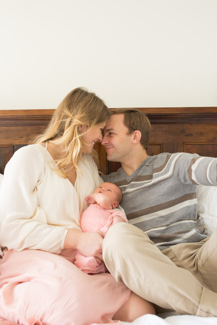 feather + light photography | wayne, pa newborn photographer | lifestyle photography | newborn baby girl | pink + white