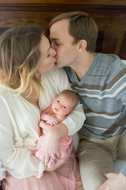 feather + light photography | wayne, pa newborn photographer | lifestyle photography | newborn baby girl | pink + white