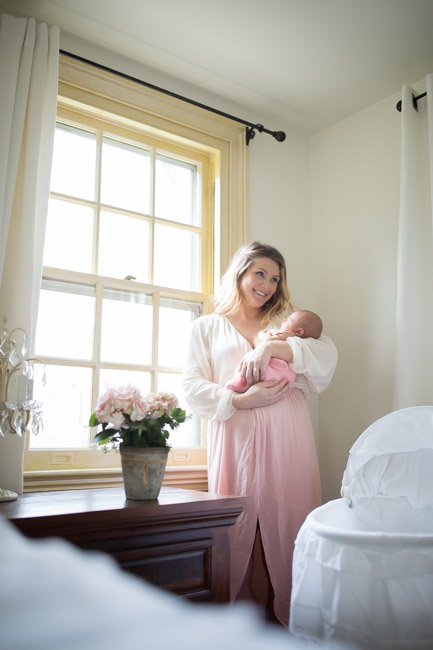 feather + light photography | wayne, pa newborn photographer | lifestyle photography | newborn baby girl | pink + white