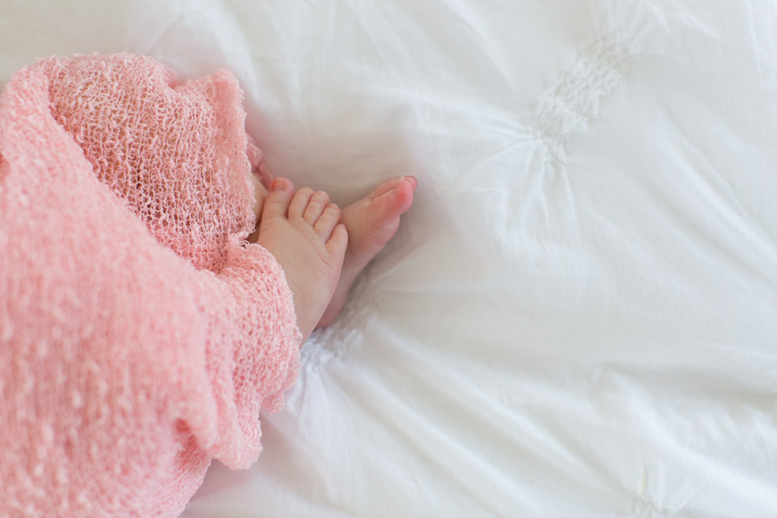 feather + light photography | wayne, pa newborn photographer | lifestyle photography | newborn baby girl | pink + white