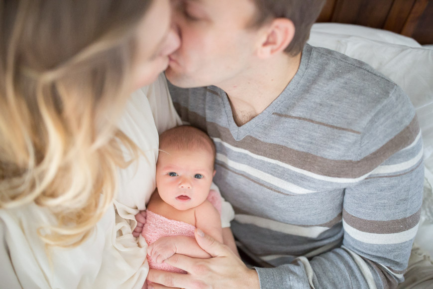 feather + light photography | wayne, pa newborn photographer | lifestyle photography | newborn baby girl | pink + white