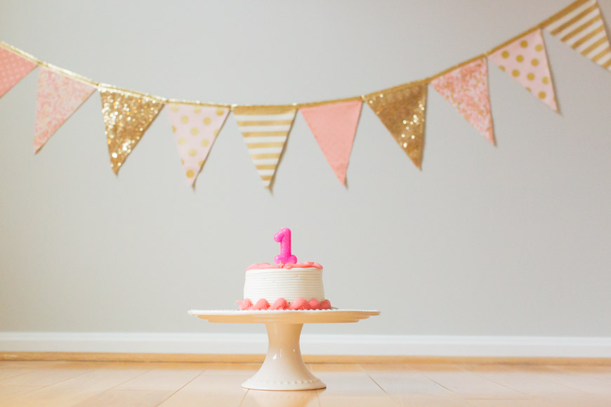 feather + light photography | philadelphia child photographer | cake smash | pink + gold | tutu | first birthday