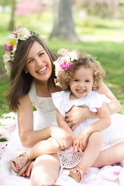 feather + light photography | maternity session with baby girl | pink | floral crowns | spring 