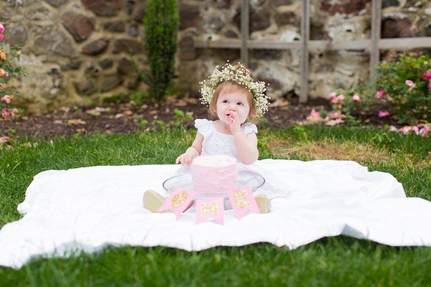 feather + light photography | main line pa family + lifestyle photographer | cake smash | hunting hill mansion | floral crowns