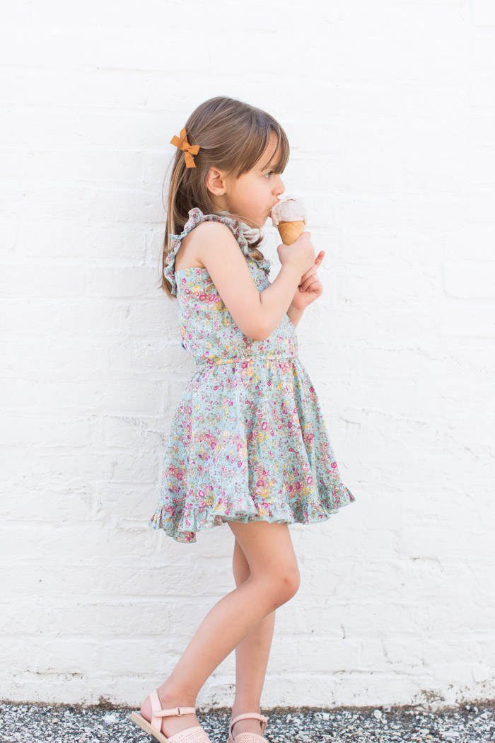 feather + light photography | child fashion blogger | little miss | little minis | ice cream | vintage floral dress for girls