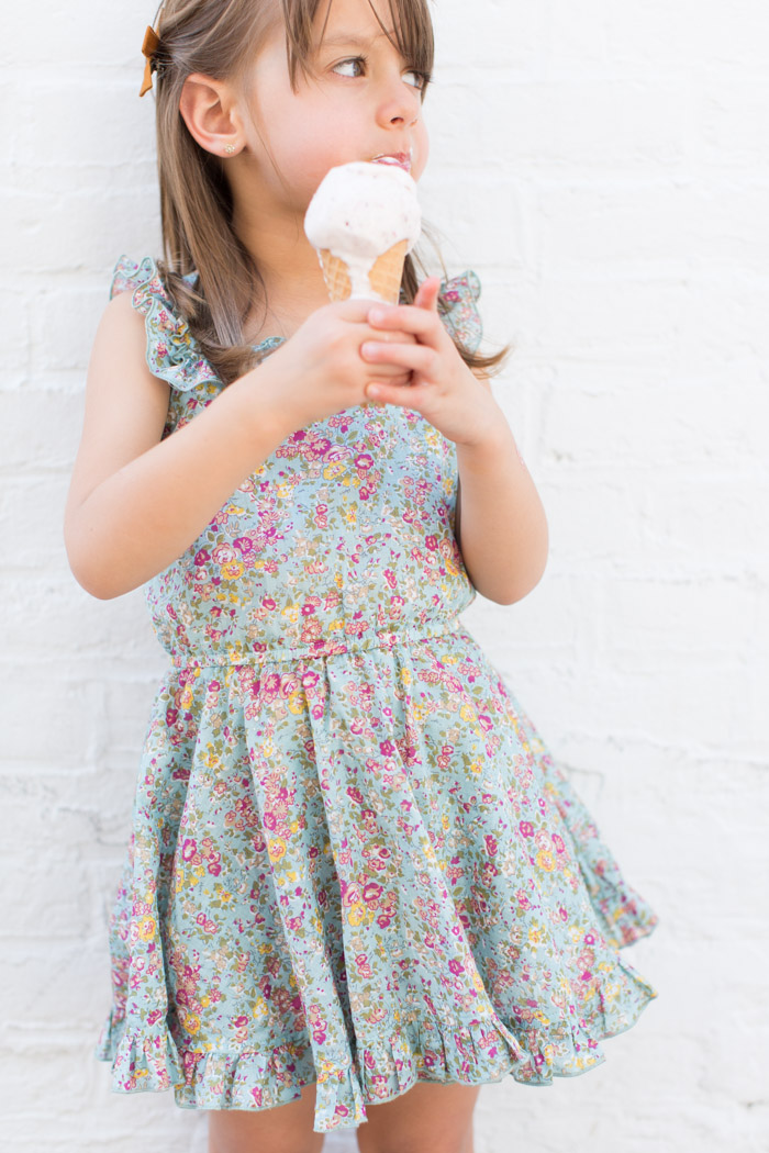 feather + light photography | child fashion blogger | little miss | little minis | ice cream | vintage floral dress for girls