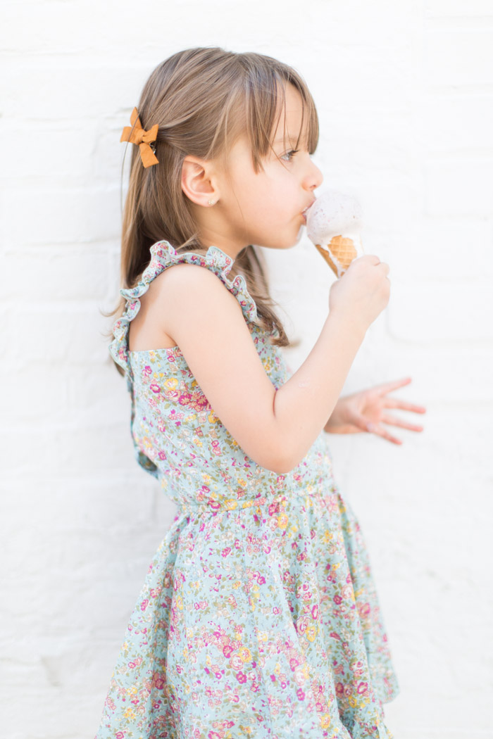 feather + light photography | child fashion blogger | little miss | little minis | ice cream | vintage floral dress for girls