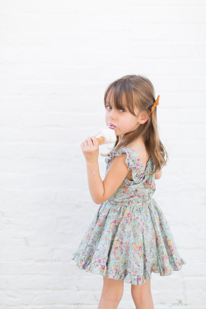 feather + light photography | child fashion blogger | little miss | little minis | ice cream | vintage floral dress for girls